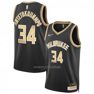 Maglia Milwaukee Bucks Giannis Antetokounmpo #34 Select Series Or Nero