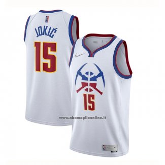 Maglia Denver Nuggets Nikola Jokic #15 Earned 2020-21 Bianco