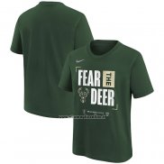 Maglia Manica Corta Milwaukee Bucks 2024 NBA Playoffs Mantra Verde