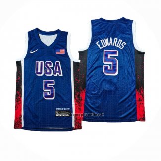 Maglia USA 2024 Anthony Edwards # 5 Blu1