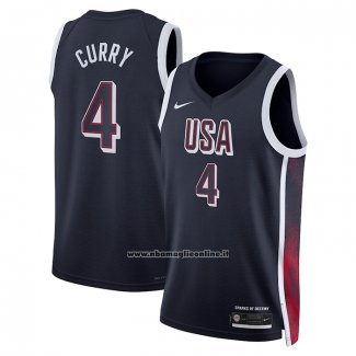 Maglia USA 2024 Stephen Curry # 4 Blu