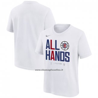 Maglia Manica Corta Los Angeles Clippers 2024 NBA Playoffs Mantra Bianco