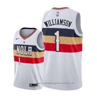 Maglia New Orleans Pelicans Zion Williamson NO 1 Earned 2019-20 Bianco