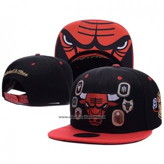 Cappellino Chicago Bulls Mitchell & Ness Snapback Nero Rosso