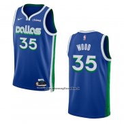 Maglia Dallas Mavericks Christian Wood #35 Citta 2022-23 Blu