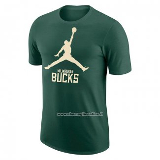 Maglia Manica Corta Milwaukee Bucks Essential Jumpman Verde