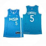 Maglia Minnesota Timberwolves Anthony Edwards #5 Citta 2024 Blu