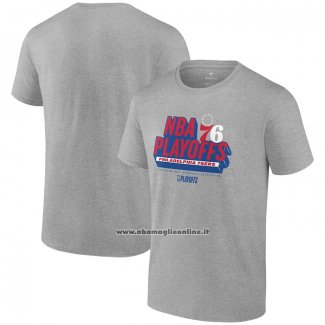 Maglia Manica Corta Philadelphia 76ers 2024 NBA Playoffs Grigio