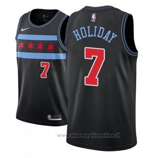 Maglia Chicago Bulls Justin Holiday NO 7 Citta 2018-19 Nero