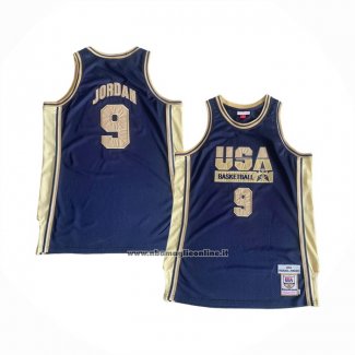 Maglia USA 1992 Michael Jordan #9 Blu Or