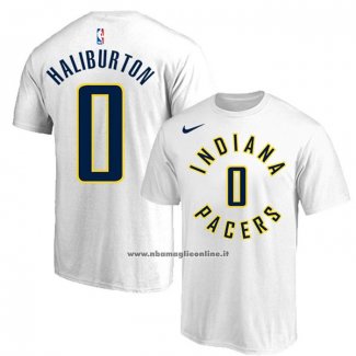 Maglia Manica Corta Indiana Pacers Tyrese Haliburton Bianco