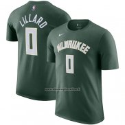 Maglia Manica Corta Milwaukee Bucks Damian Lillard Icon Verde