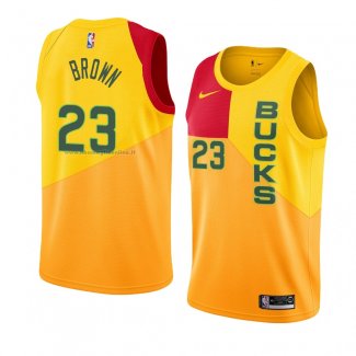 Maglia Milwaukee Bucks Sterling Brown NO 23 Citta 2018-19 Giallo