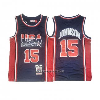 Maglia USA 1992 James Johnson # 15 Blu