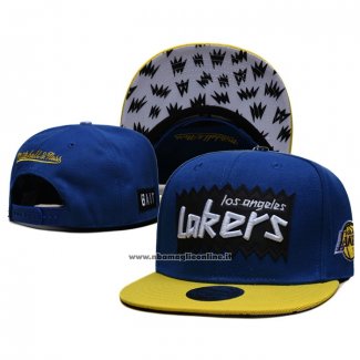 Cappellino Los Angeles Lakers Mitchell & Ness Sta3 Wool Snapback Blu Giallo