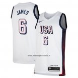 Maglia USA 2024 LeBron James # 6 Bianco