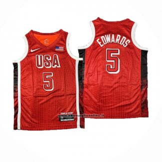 Maglia USA 2024 Anthony Edwards # 5 Olimpiadi Rosso