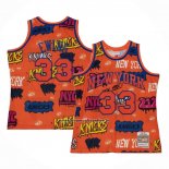 Maglia New York Knicks Patrick Ewing #33 Slap Sticker Mitchell & Ness 1991-92 Arancione